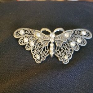 Elegant Silver Butterfly Brooch